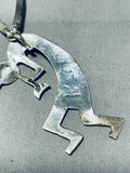 Amazing Native American Navajo Signed Royston Turquoise Silver Kokopelli Necklace-Nativo Arts