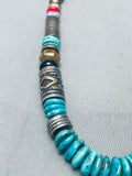 Authentic Thomas Singer Vintage Native American Navajo Turquoise Sterling Silver Necklace-Nativo Arts