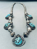 Cecil Sanders Vintage Native American Navajo Morenci Turquoise Sterling Silver Pendant-Nativo Arts
