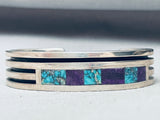 6 Inch Wrist Vintage Native American Navajo Inlay Turquoise Sterling Silver Bracelet-Nativo Arts