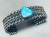 All Coils!!!! Vintage Native American Navajo Turquoise Sterling Silver Sturdy Bracelet-Nativo Arts