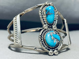 Signed Vintage Native American Navajo Morenci Turquoise Sterling Silver Bracelet-Nativo Arts