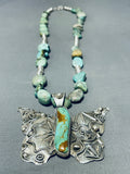 Spectacular Native American Navajo Royston Turquoise Sterling Silver Butterfly Necklace-Nativo Arts