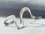 Mike Kirk Vintage Native American Navajo Sterling Silver Waving Bracelet Cuff