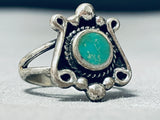 Earlier Vintage Native American Navajo Cerrillos Turquoise Sterling Silver Ring Old-Nativo Arts