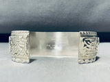 7 Inch Wrist Vintage Zuni Turquoise Inlay Sterling Silver Bracelet-Nativo Arts