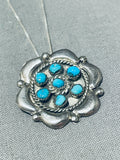 Special Vintage Native American Navajo Turquoise Sterling Silver Flower Necklace-Nativo Arts