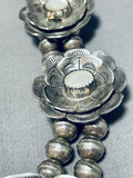 Flower Pearl!! Vintage Native American Navajo Sterling Silver Squash Blossom Necklace-Nativo Arts