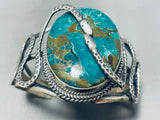 Gasp! Vintage Native American Navajo Green Turquoise Snake Sterling Silver Bracelet-Nativo Arts