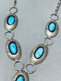 Gasp! Vintage Native American Navajo Domed Turquoise Sterling Silver Necklace-Nativo Arts