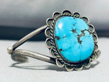 Gorgeous Vintage Native American Navajo Pilot Mountain Turquoise Sterling Silver Bracelet-Nativo Arts