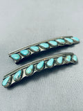 Emma Tsosie Magnificent Vintage Native American Navajo Kingman Turquoise Sterling Silver Pin-Nativo Arts