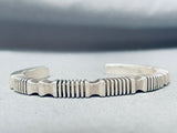 Stunning Vintage Native American Navajo Signed Mel Francis Channel Sterling Silver Bracelet