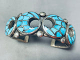 Important Vintage Native American Zuni Turquoise Sterling Silver Inlay Bracelet-Nativo Arts