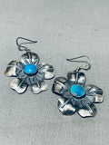 Flower Pedals Vintage Native American Navajo Turquoise Sterling Silver Earrings-Nativo Arts