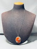 Real Dinosaur Bone Rare Vintage Native American Navajo Sterling Silver Necklace-Nativo Arts
