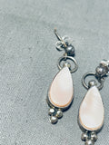 Beautiful Vintage Native American Navajo Mother Of Pearl Sterling Silver Signed Earrings-Nativo Arts