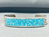 Brilliant Vintage Native American Navajo Turquoise Chip Inlay Sterling Silver Bracelet-Nativo Arts