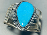 One Of Best Ever Native American Navajo Turquoise Secatero Turquoise Sterling Silver Bracelet-Nativo Arts