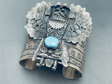 135 Grams Huge Heavy Navajho Turquoise Sterling Silver Kachina Bracelet-Nativo Arts