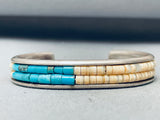 Intricate Vintage Native American Navajo 6' Wrist Turquoise Inlay Sterling Silver Bracelet-Nativo Arts