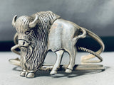 Highly Detailed Buffalo Vintage Native American Navajo Sterling Silver Bracelet-Nativo Arts
