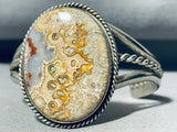Seashell Agate Vintage Native American Navajo Sterling Silver Bracelet Cuff Old-Nativo Arts