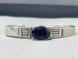 Signed Native American Navajo Garnet Sterling Silver Bracelet-Nativo Arts
