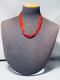 Gorgy!! Fabulous Native American Navajo Coral Tubule Sterling Silver Necklace-Nativo Arts