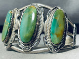 Jawdropping Green Turquoise!! Vintage Native American Navajo Sterling Silver Bracelet-Nativo Arts