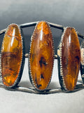 One Of The Best Vintage Native American Navajo Ancient Tree Sap Sterling Silver Bracelet-Nativo Arts