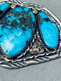 David Celid Niest Vintage Native American Zuni Blue Diamond Turquoise Sterling Silver Necklace