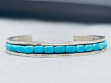 Blocks Of Turquoise Vintage Native American Navajo Sterling Silver Bracelet Cuff-Nativo Arts