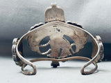 Huge Eagle Dancer Vintage Native American Zuni Turquoise Inlay Sterling Silver Bracelet-Nativo Arts
