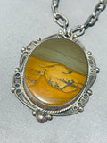 Desert Scene Jasper!! Vintage Native American Navajo Sterling Silver Necklace-Nativo Arts