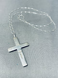 Glorious Native American Navajo Lapis Synthetic Opal Sterling Silver Cross Necklace-Nativo Arts