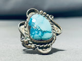 Breathtaking Vintage Native American Navajo Carico Lake Turquoise Sterling Silver Ring-Nativo Arts