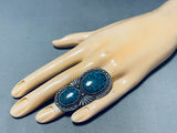 Important Lander Blue Turquoise Vintage Native American Navajo Sterling Silver Ring-Nativo Arts