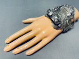 Gasp! Handmade Saddle Native American Navajo Sterling Silver Bracelet Cuff!-Nativo Arts