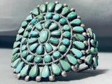 One Of The Best Vintage Native American Navajo Green Turquoise Sterling Silver Cluster Bracelet-Nativo Arts