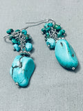 Chunks Of Turquoise Vintage Native American Navajo Sterling Silver Earrings-Nativo Arts