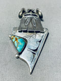 Intricate Native American Navajo Royston Turquoise Sterling Silver Kachina Pin/pendant-Nativo Arts