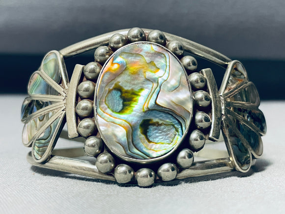 One Of The Most Unique Ever Vintage Native American Navajo Abaole Sterling Silver Bracelet-Nativo Arts