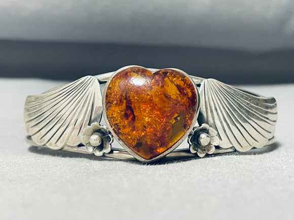 Heart Of Ancient Tree Sap Vintage Native American Navajo Sterling Silver Bracelet-Nativo Arts