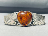 Heart Of Ancient Tree Sap Vintage Native American Navajo Sterling Silver Bracelet-Nativo Arts