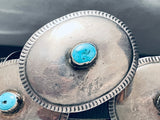 Early Hand Tooled Vintage Native American Navajo Turquoise Sterling Silver Concho Belt-Nativo Arts