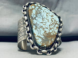 177 Grams Interlocking Native American Navajo #8 Turquoise Sterlin Gsilver Bracelet-Nativo Arts