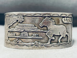 Dancing Prancing Horse Vintage Native American Navajo Sterling Silver Bracelet Cuff-Nativo Arts