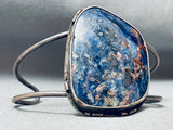 Huge Vintage Native American Navajo Sodalite Sterlign Silver Dark Patina Bracelet-Nativo Arts