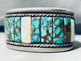 Best Ever Vintage Native American Navajo Spiderweb Turquoise Inlay Sterling Silver Bracelet-Nativo Arts
